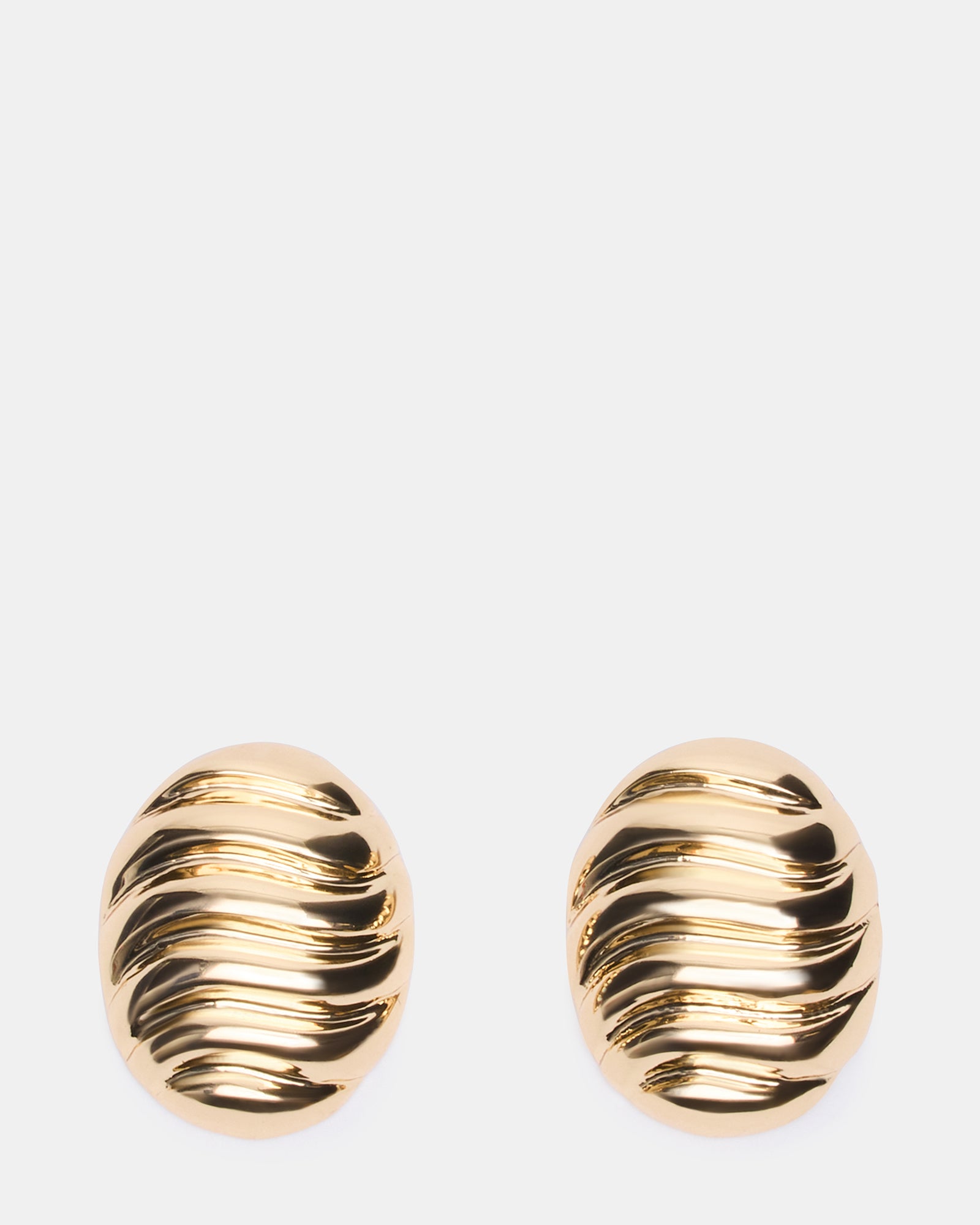 GROOVED CIRCULAR STUD EARRINGS GOLD