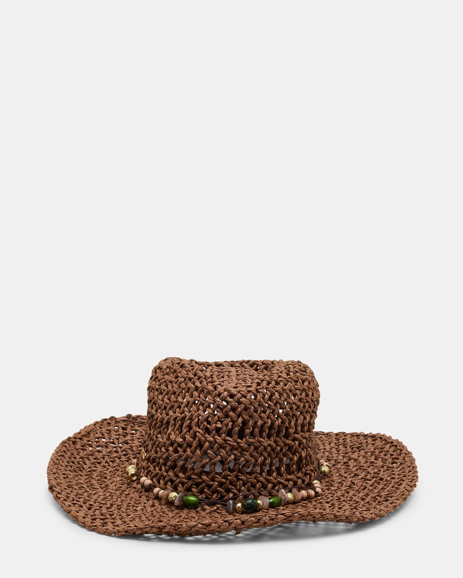 LEI BEADED TRIM WESTERN HAT CHOCOLATE