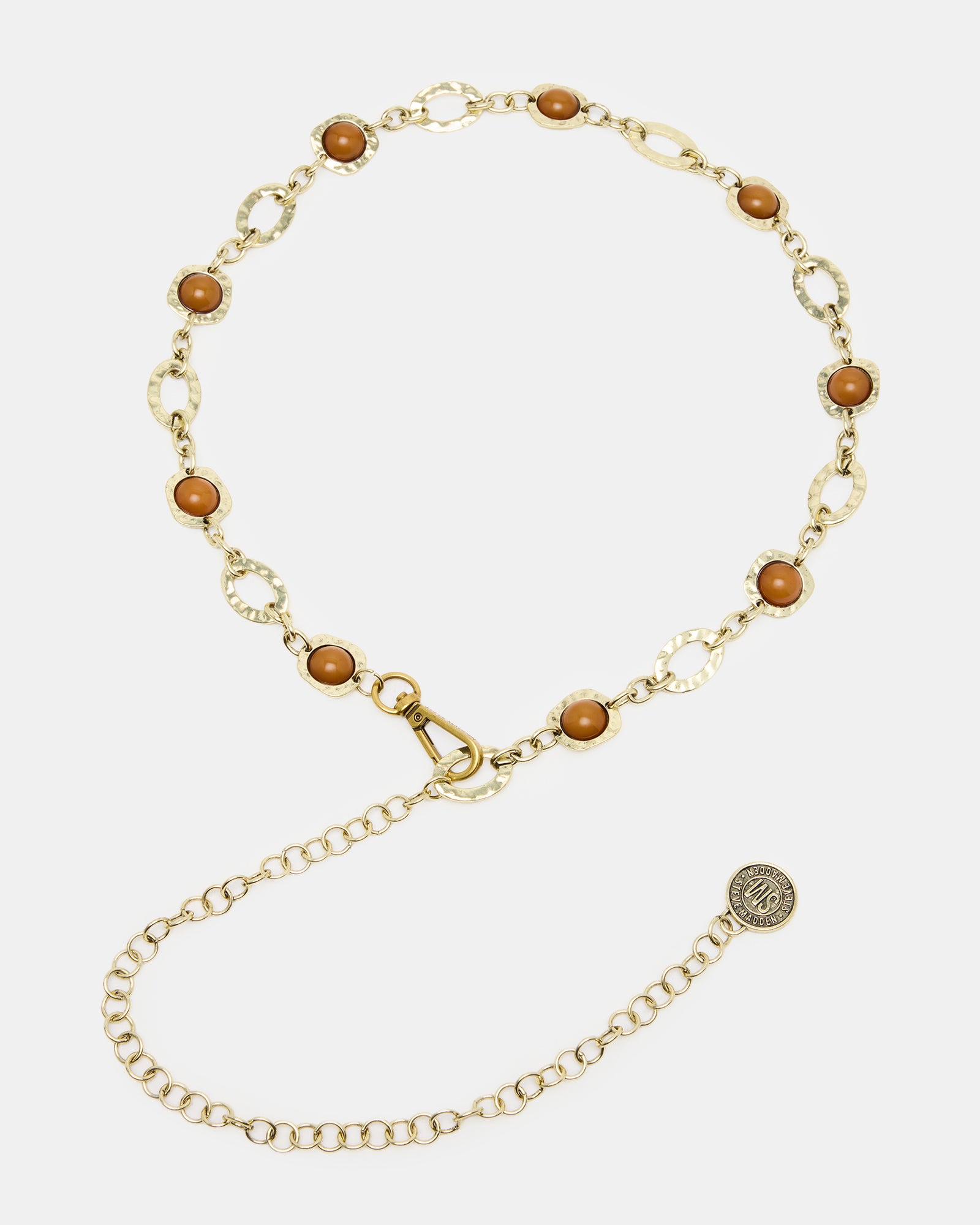 COLORED STONE CHAIN BELT GOLD